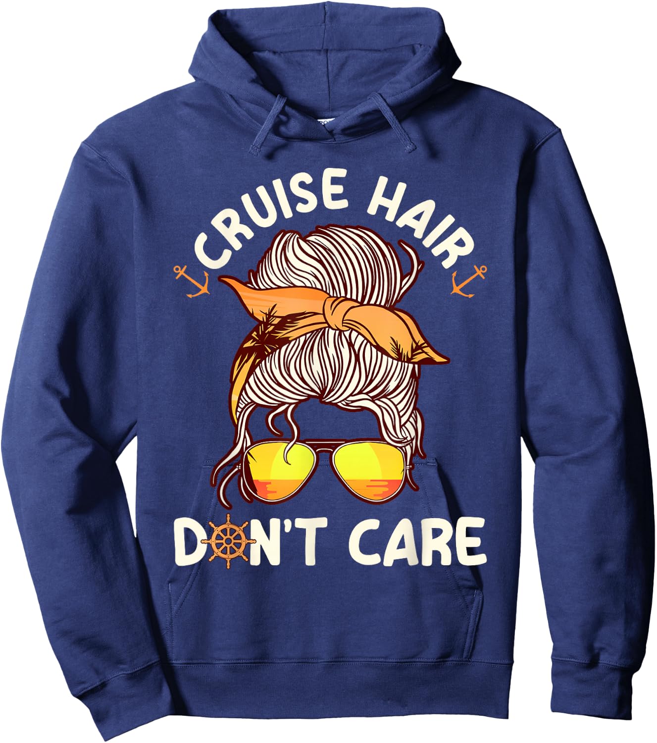 Cruise Hair Don´t Care Funny Cruise , Small, Black Hoodie - Hoodie | Navy
