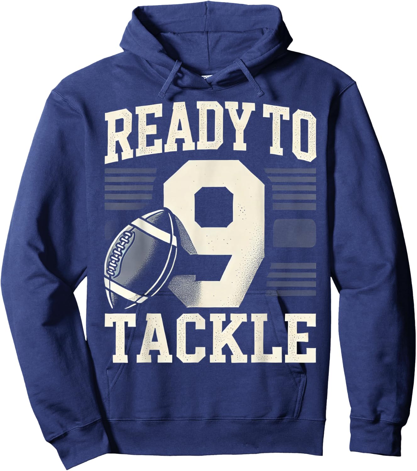 Ready To Tackle 9th Birthday Football Hoodie - Hoodie | Navy