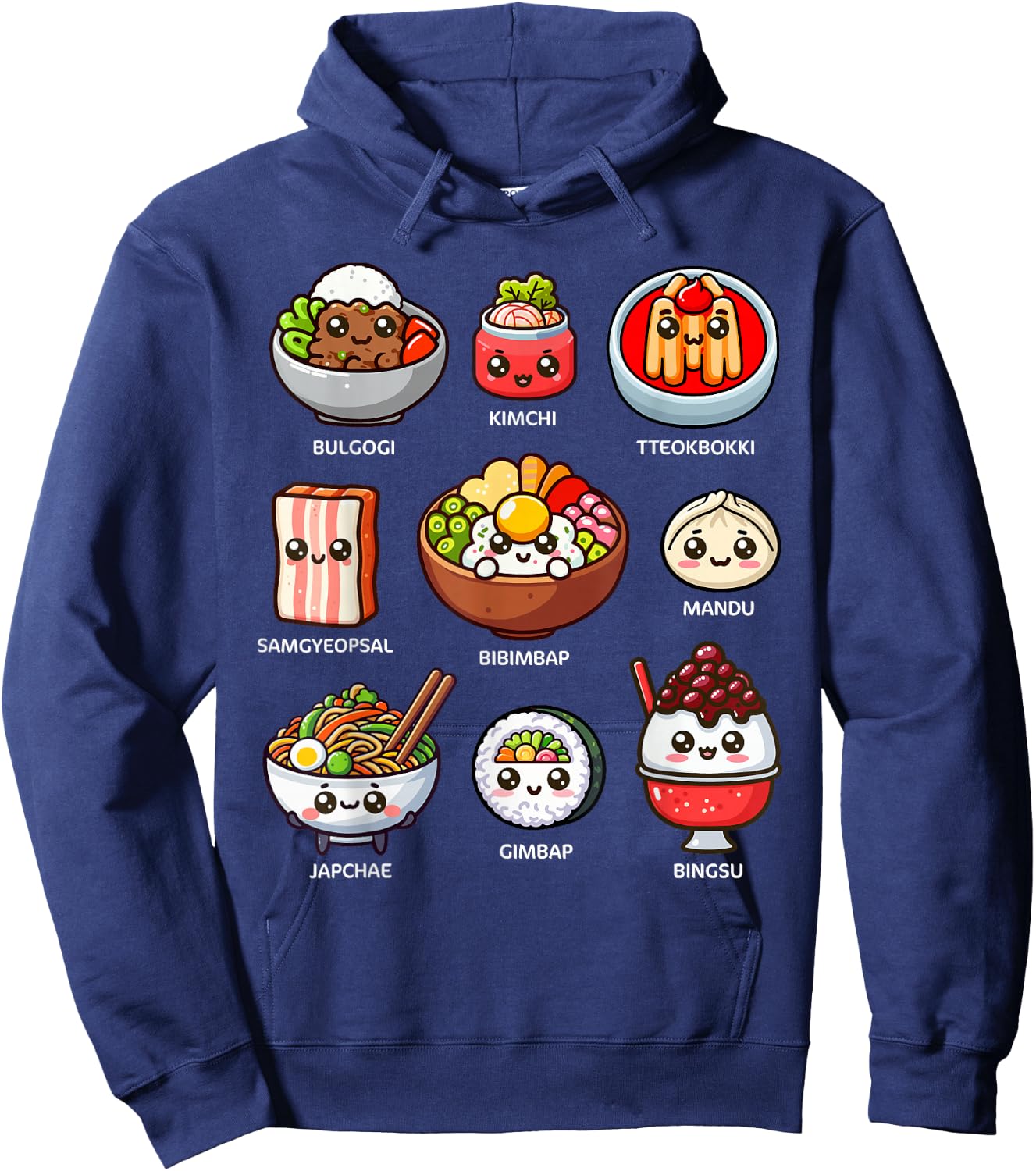Cute Korean Food Bulgogi Bibimbap Korea Lover Kawaii Hoodie - Hoodie | Navy