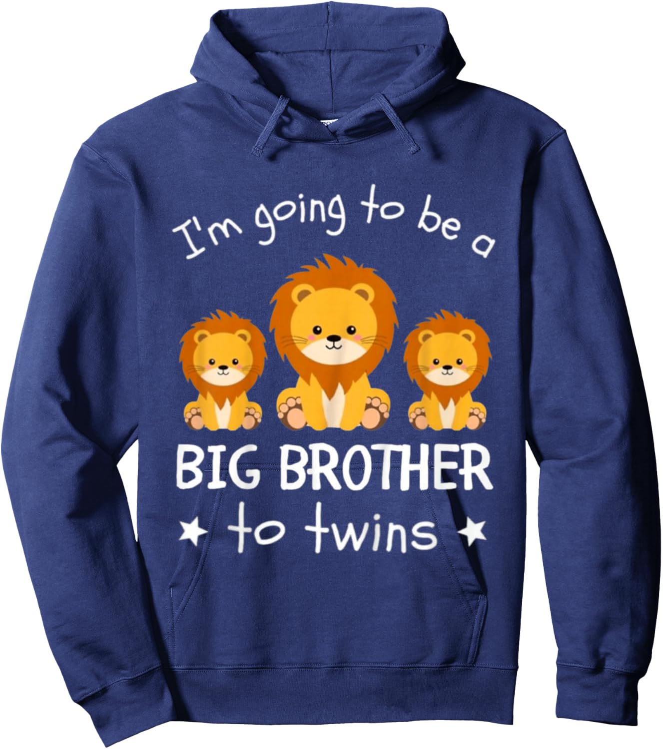 Kids I'm Going To Be A Big Brother To Twins Lion Hoodie - Hoodie | Navy