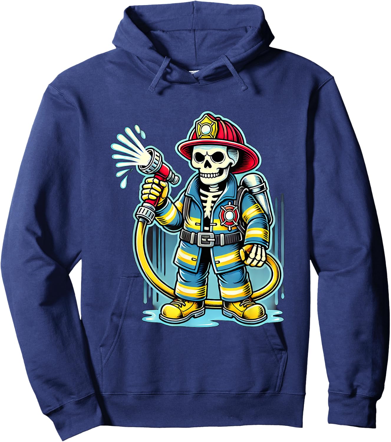 Halloween Skeleton Firefighter Hoodie - Hoodie | Navy