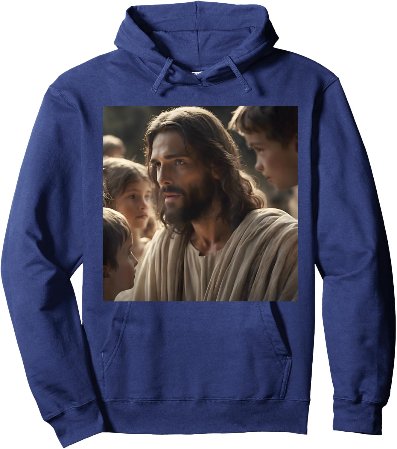 Vintage Jesus With Kids Face Of Jesus Portrait Christ Hoodie - Hoodie | Navy