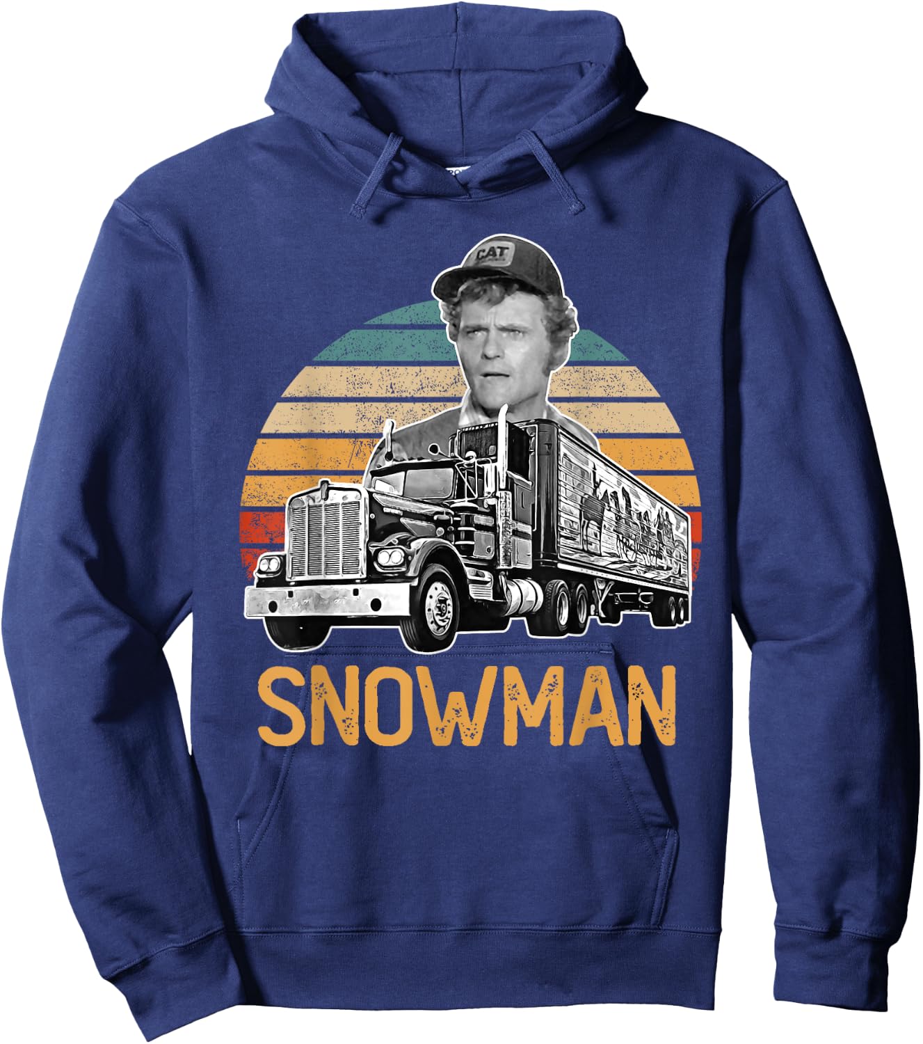 Funny Snowman Sunset Vintage Movies Funny Big Trucks Hoodie - Hoodie | Navy