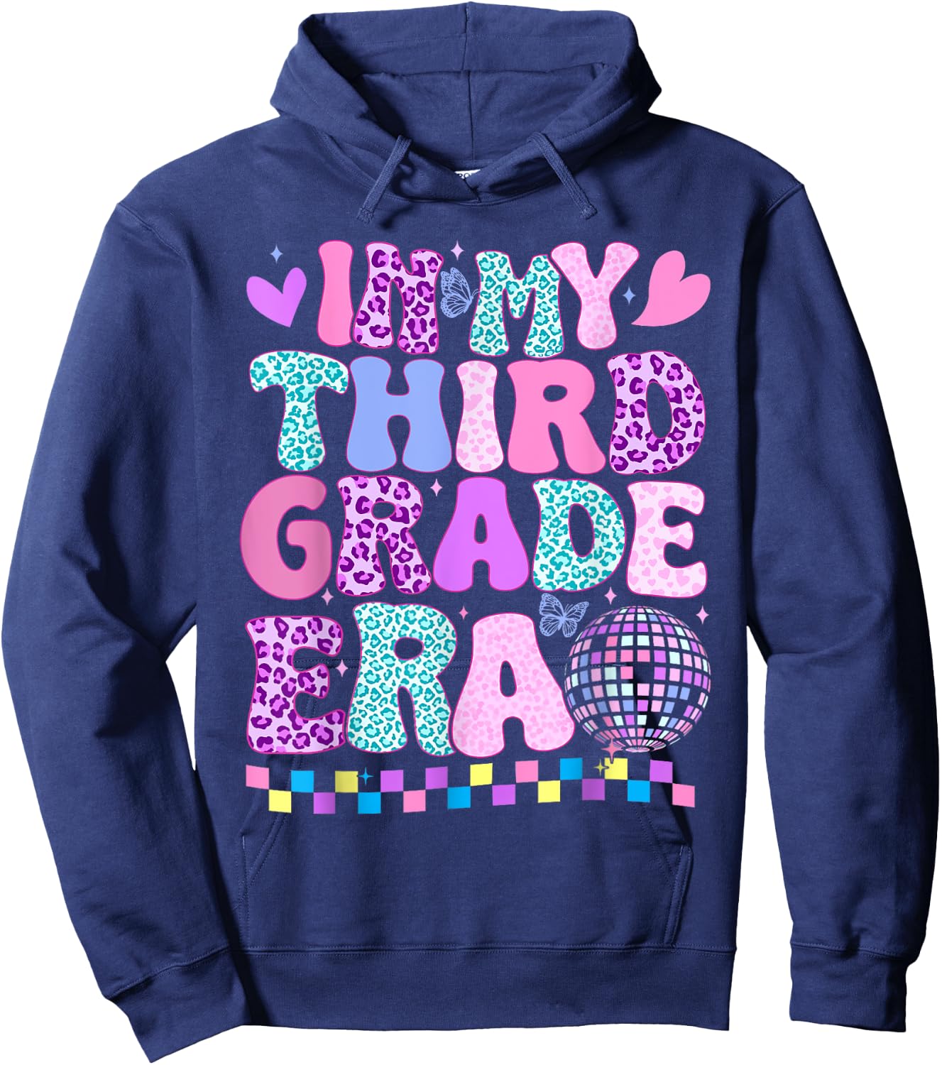 In My Third Grade Era Groovy Back To School Teachers Kids Hoodie - Hoodie | Navy