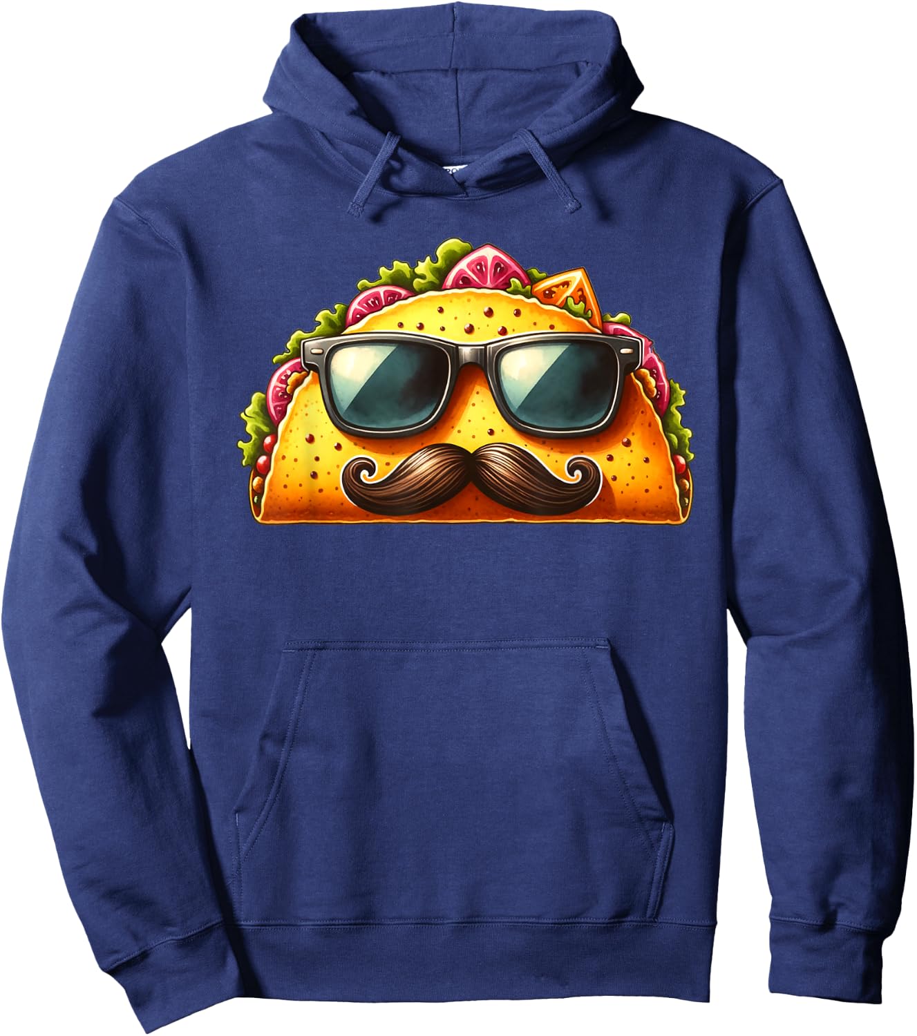 Funny Taco with Sunglasses and Mustache Hoodie - Hoodie | Navy