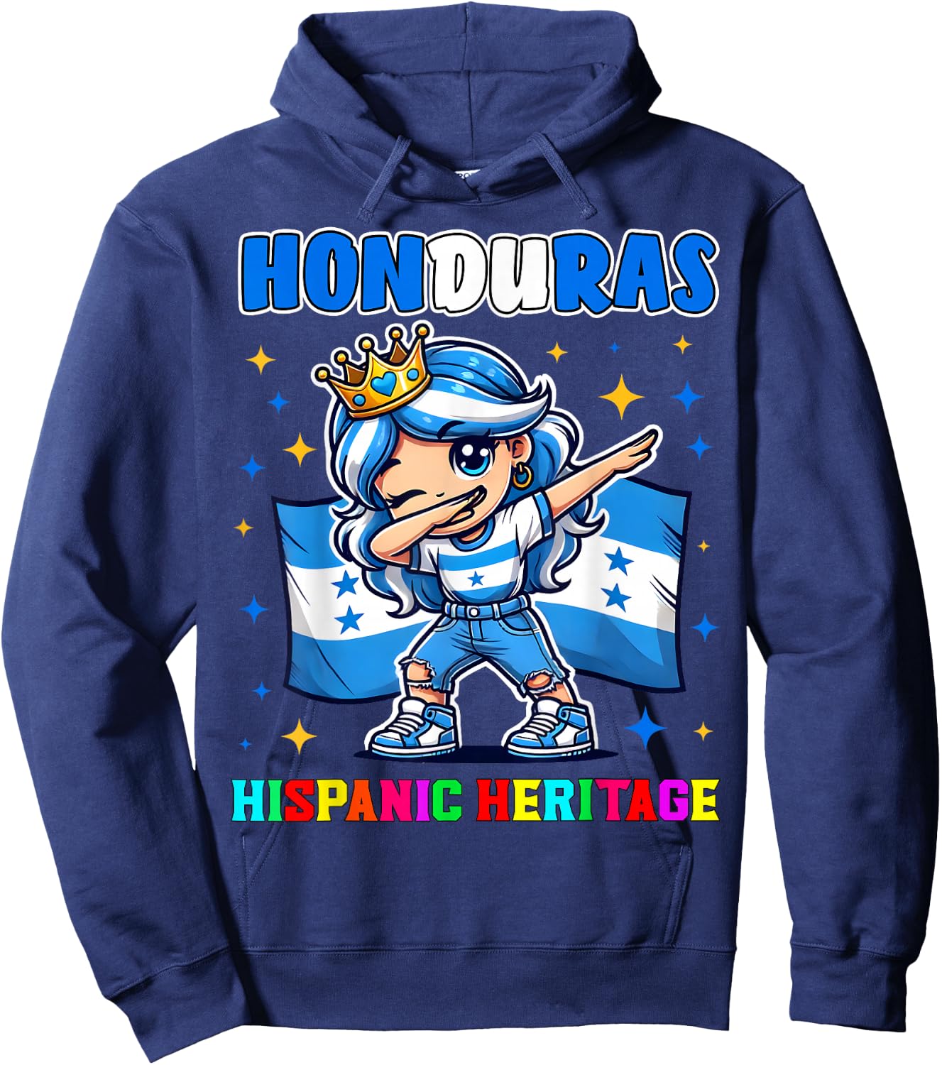 Honduras Dabbing Girl Hispanic Heritage Celebration for Kids Hoodie - Hoodie | Navy