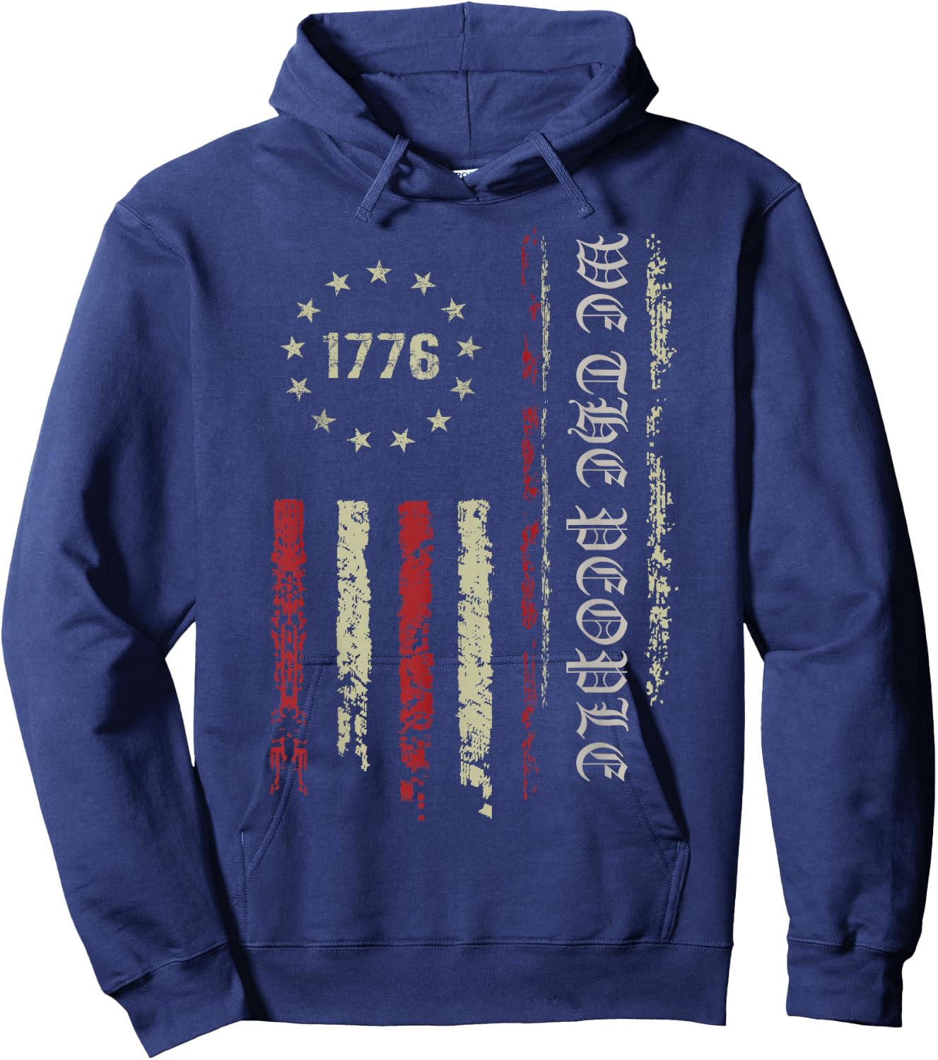 We The People 4th of July American 1976 Vintage USA Flag Hoodie - Hoodie | Navy