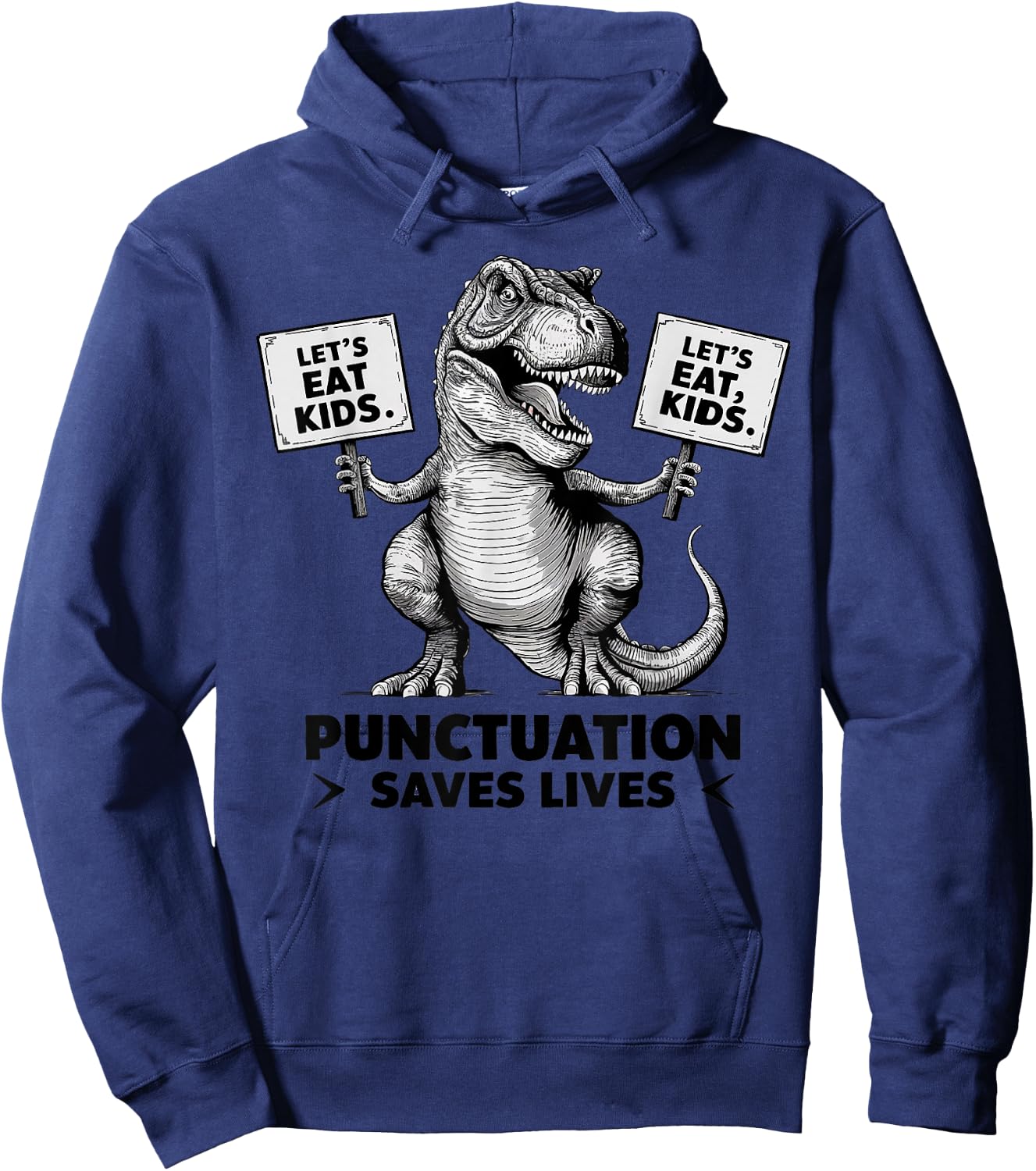 Funny Let's Eat for Kids Punctuation Saves Lives Hoodie - Hoodie | Navy