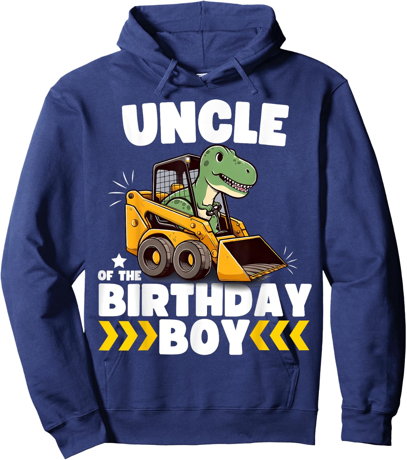 Uncle of the Birthday Boy Dinosaur Construction Worker Truck Hoodie - Hoodie | Navy