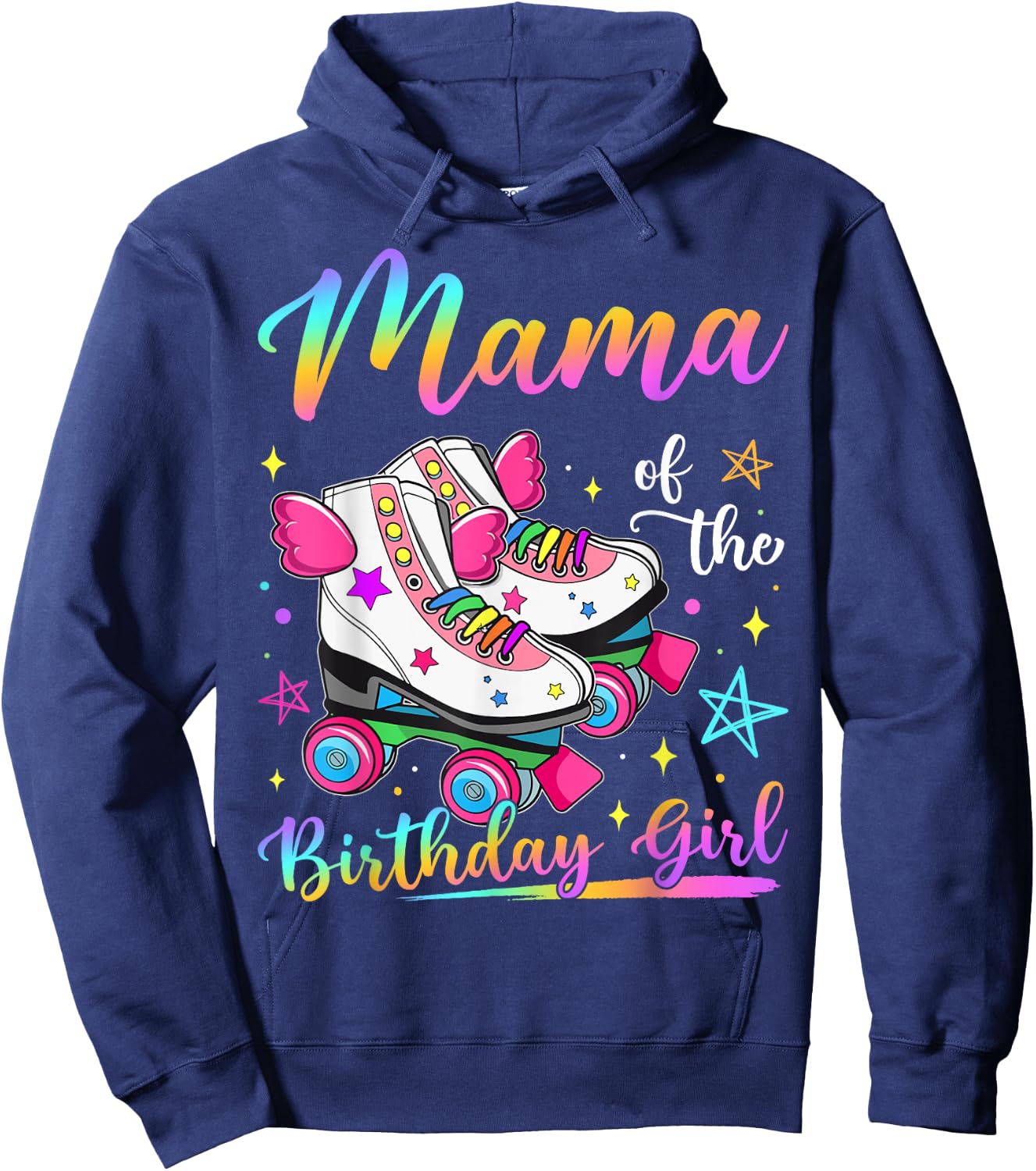 Mama Of The Birthday Girl Rolling Skate Family Matching Hoodie - Hoodie | Navy