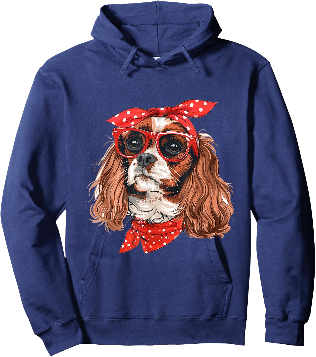 Cavalier King Charles Spaniel Mom Bandana Dog Breed Graphic Hoodie - Hoodie | Navy