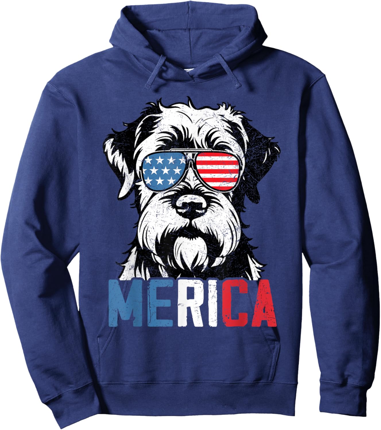 Patriotic Giant Schnauzer Dog Merica 4th Of July Funny Hoodie - Hoodie | Navy