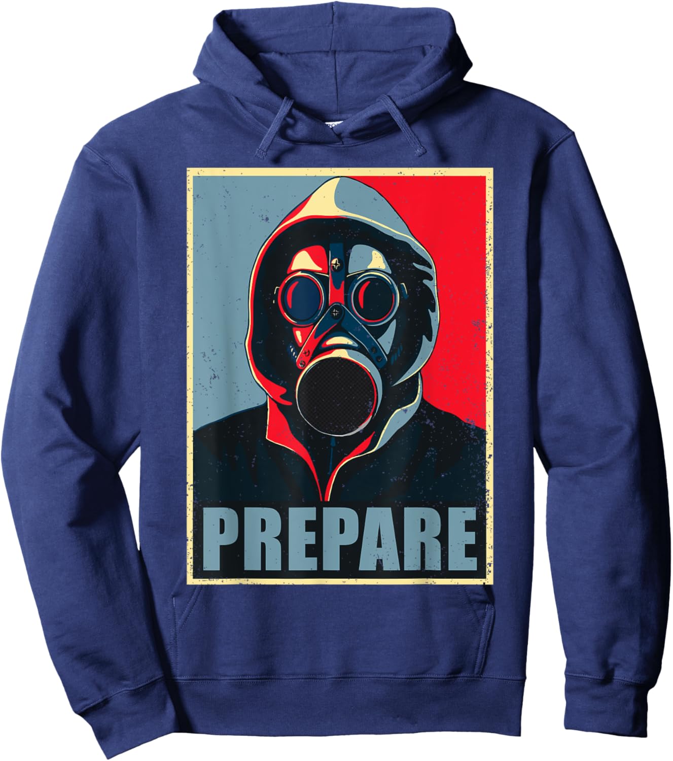 Distressed Prepper Gas Mask Poster | Bee prepared Hoodie - Hoodie | Navy