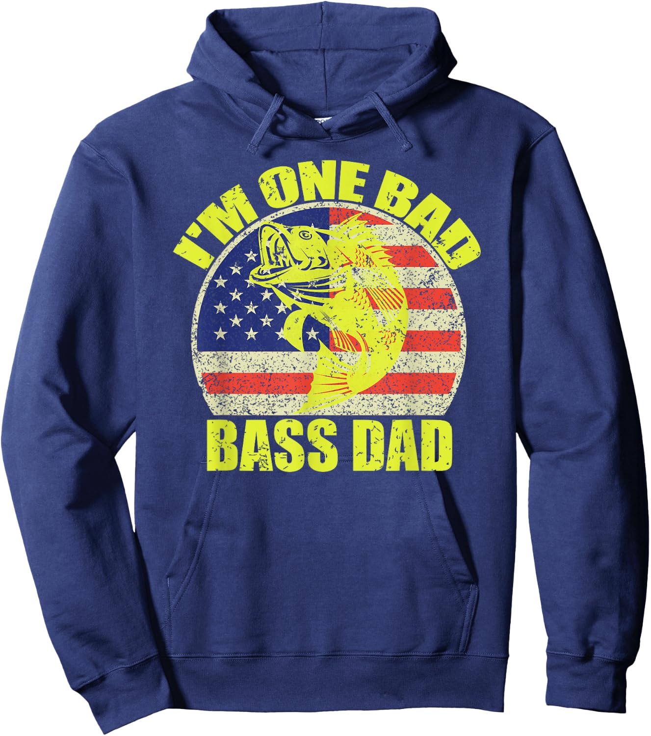 I'm One Bad Bass Dad Bass Fishing Lovers Funny Father's Day Hoodie - Hoodie | Navy