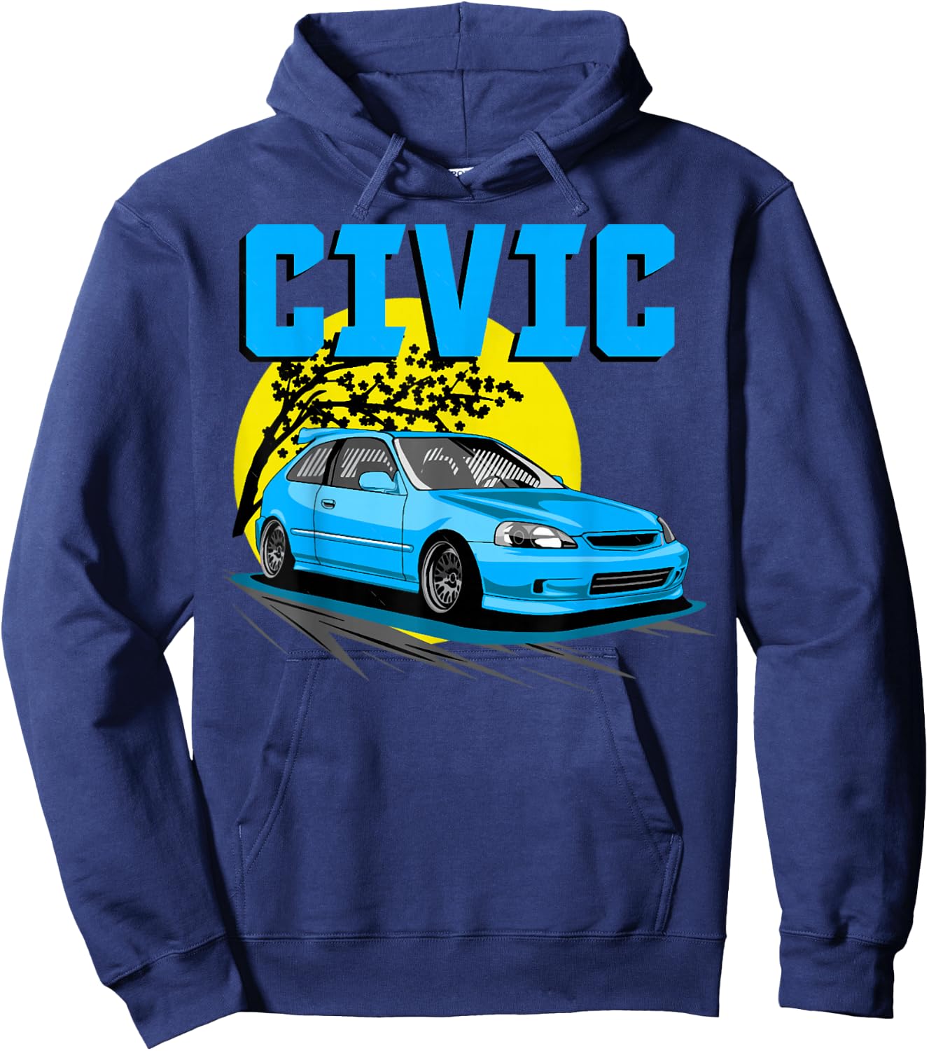 1997 CIVIC eg ek type r Hatchback car , Small, Black Hoodie - Hoodie | Navy