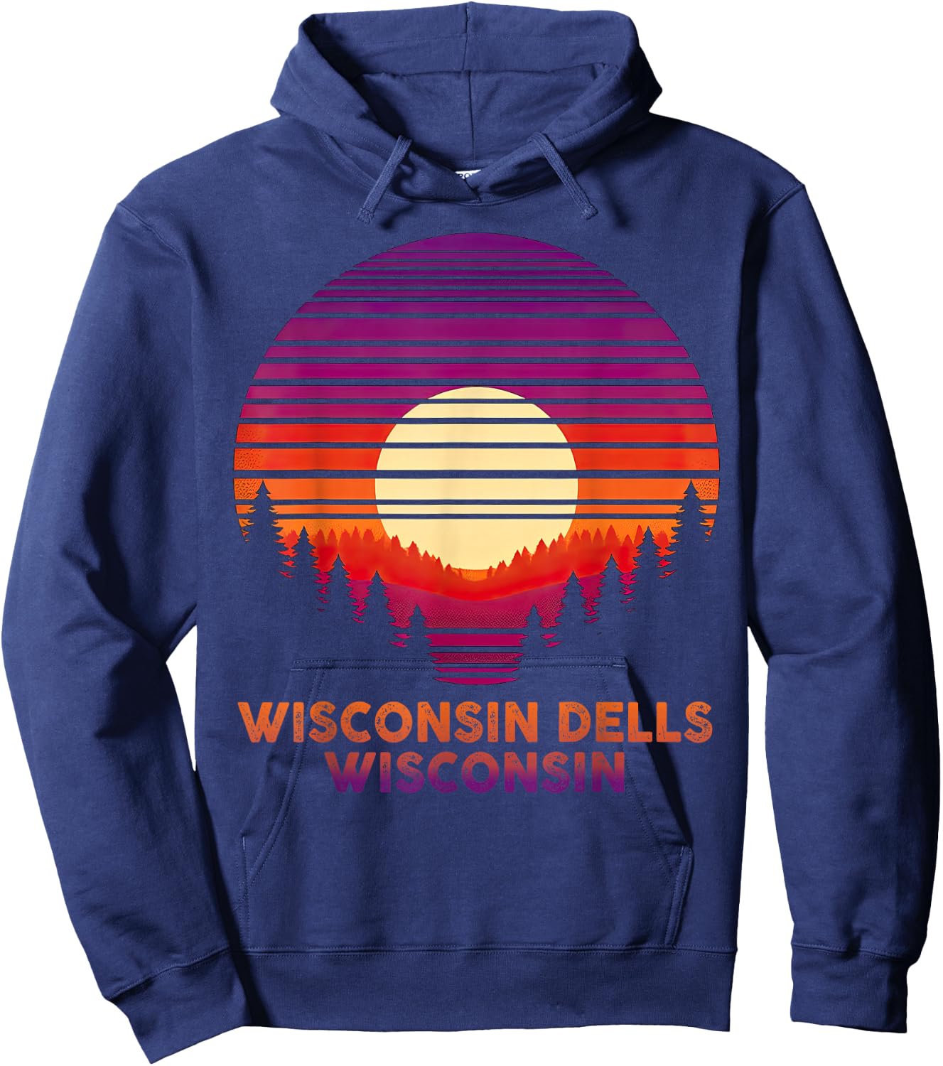 Vintage Wisconsin Dells Wisconsin WI Retro 80s 90s Graphic Hoodie - Hoodie | Navy