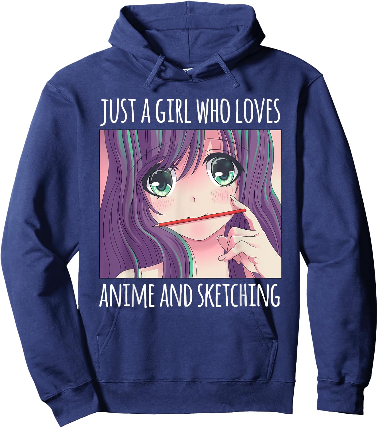 Just a Girl Who Loves Anime and Sketching Drawing Girls Gift Hoodie - Hoodie | Navy