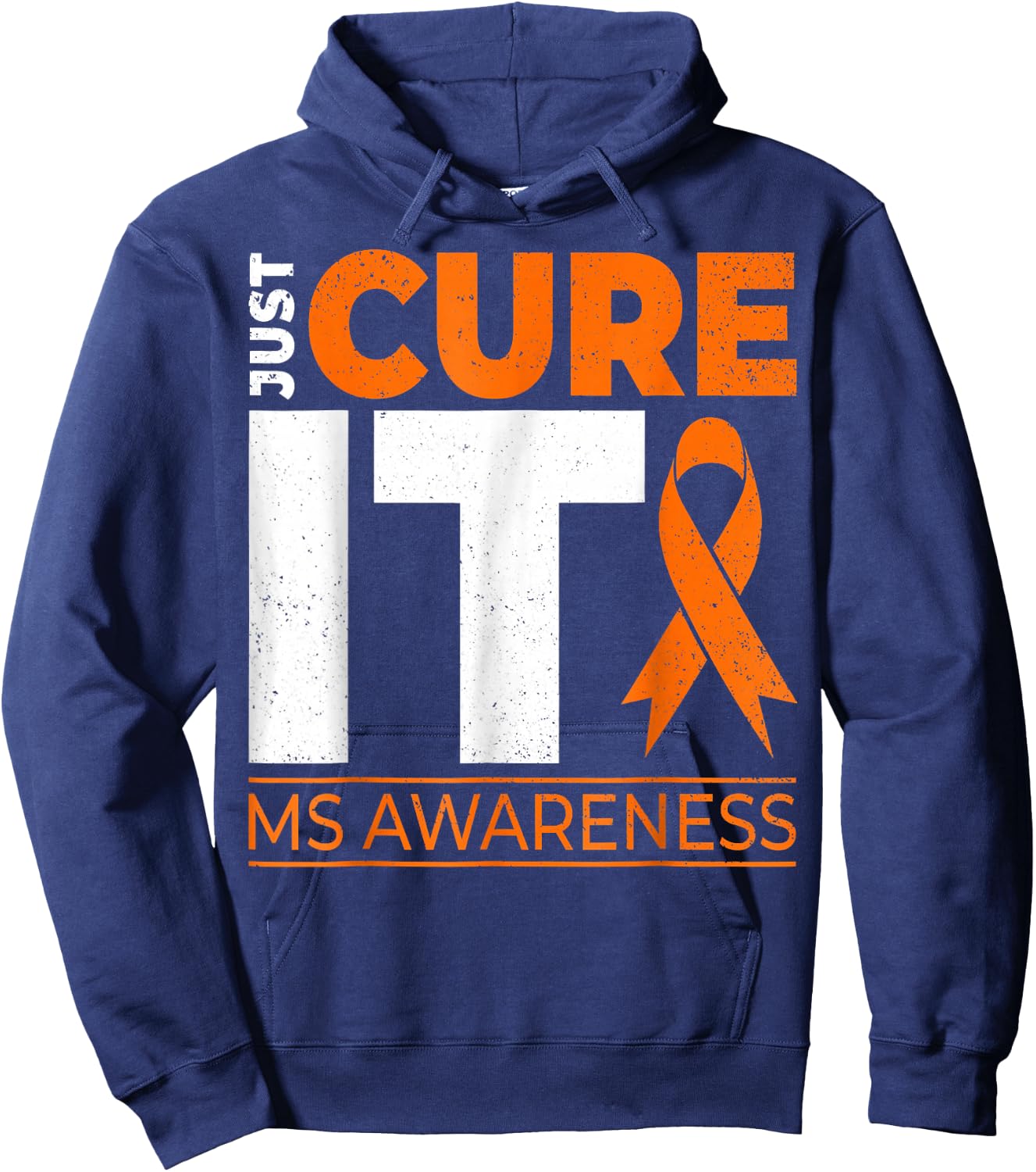 Just Cures It MS Multiple Sclerosis Awareness Ribbon Hoodie - Hoodie | Navy