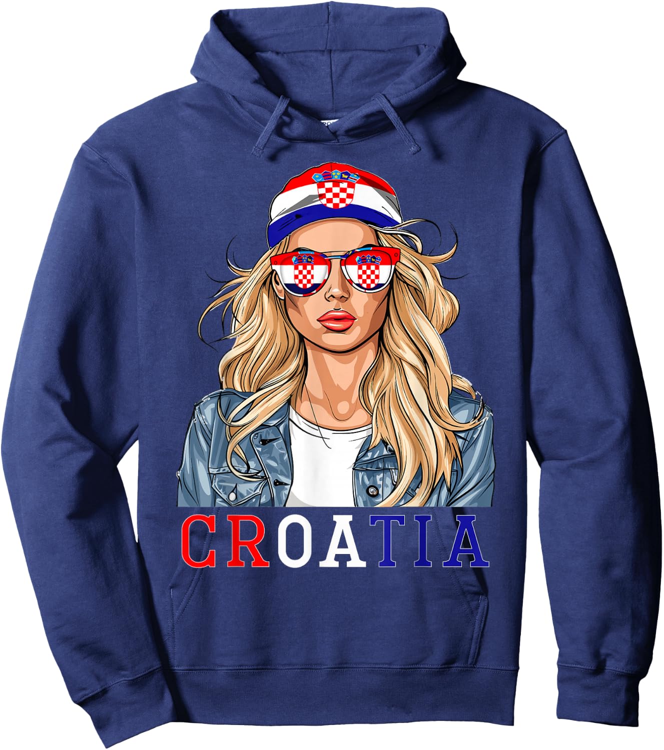 Croatian Flag Souvenirs Woman Dress Products Croatia Hoodie - Hoodie | Navy