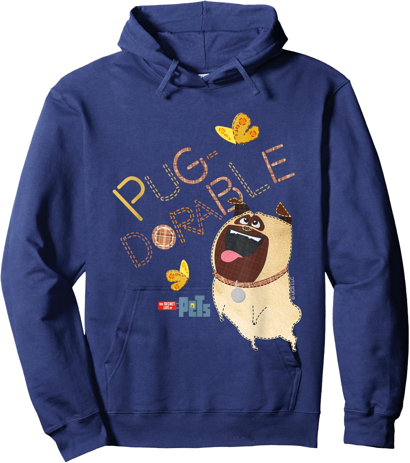 The Secret Life Of Pets Pug Dorable Playing Big Chest Poster Hoodie - Hoodie | Navy