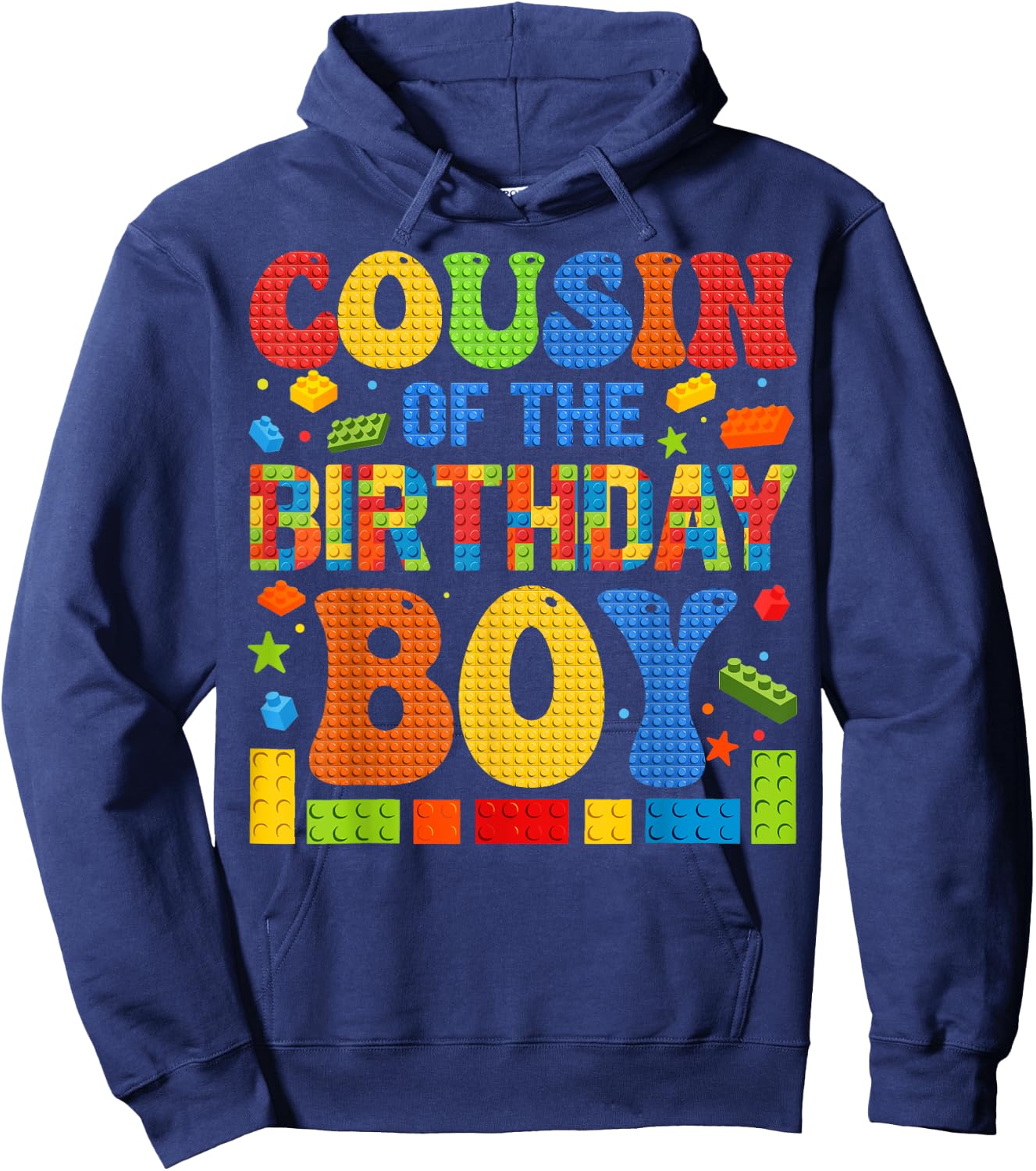 Cousin Of The Birthday Boy Building Block Birthday Party Hoodie - Hoodie | Navy