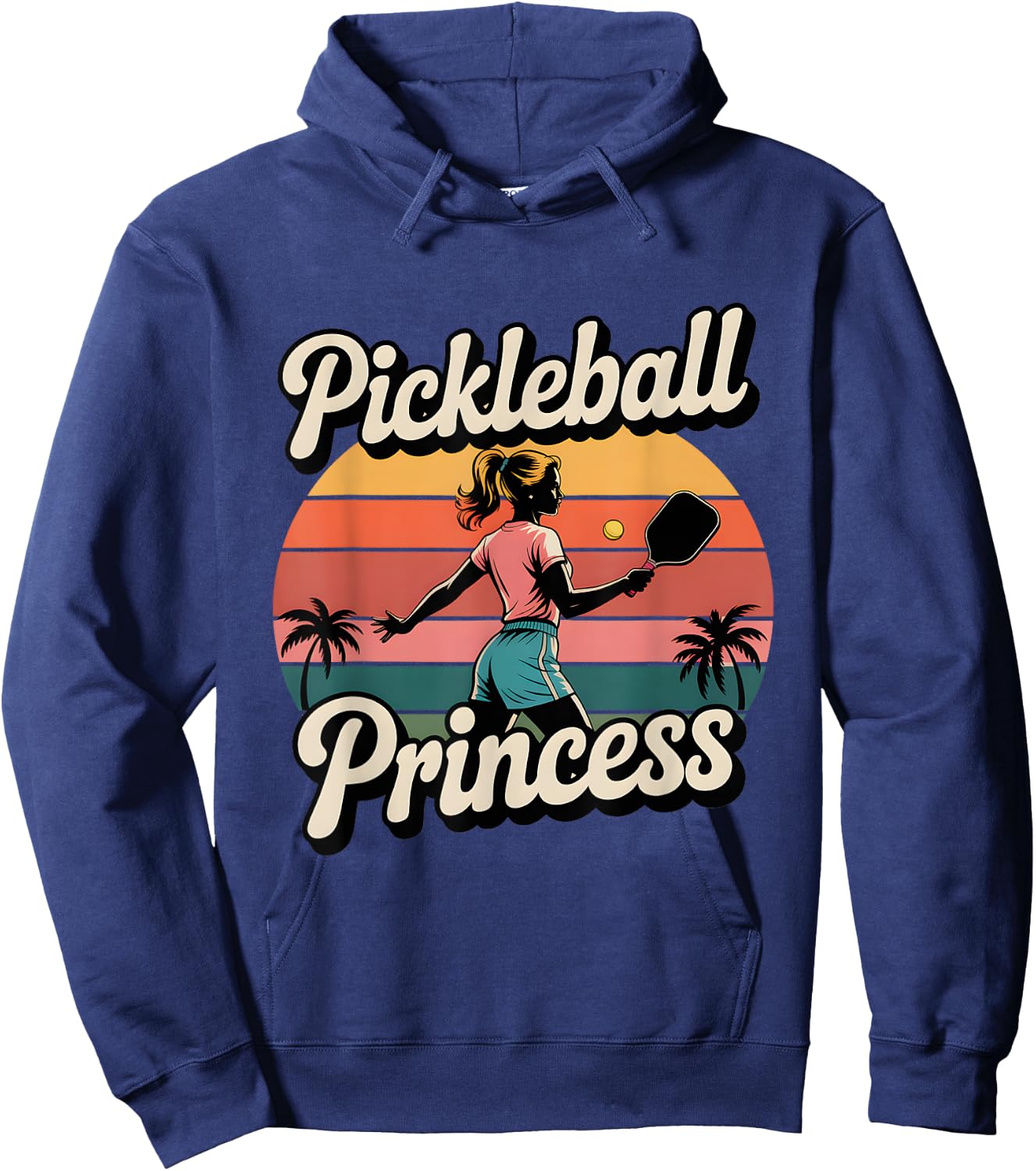 Pickleball Princess Retro Pickleball Girl With Paddle Hoodie - Hoodie | Navy