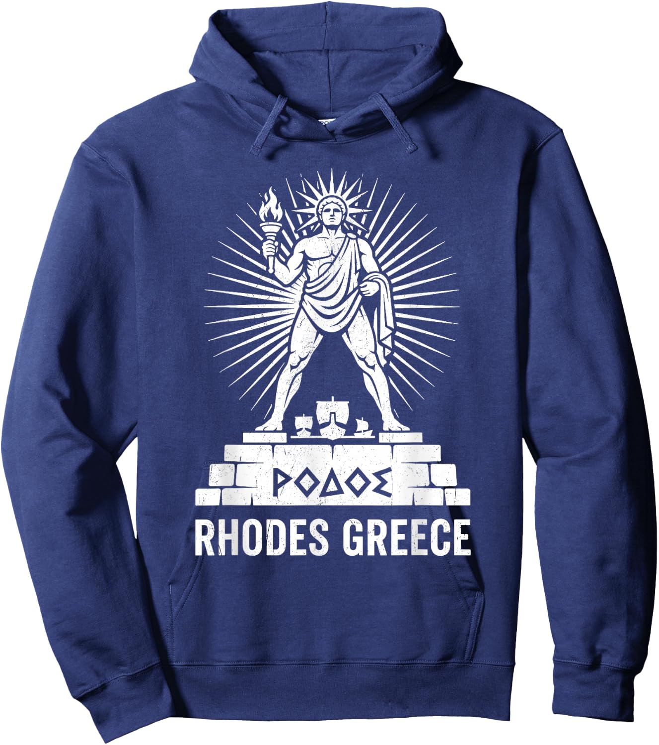 Rhodes Greece - Colossus of Rhodes Helios Greek Souvenir Hoodie - Hoodie | Navy