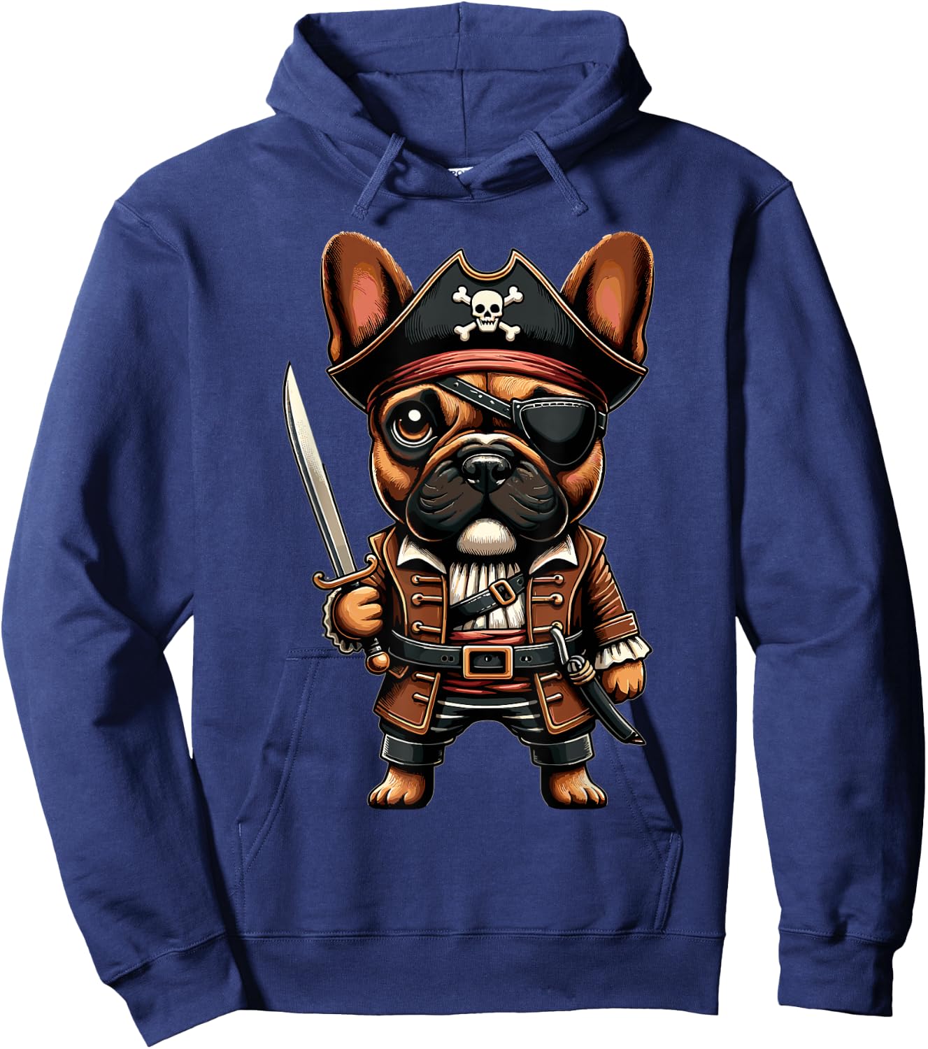 French Bulldog Pirate Dog Halloween Party Men Women Kids Hoodie - Hoodie | Navy