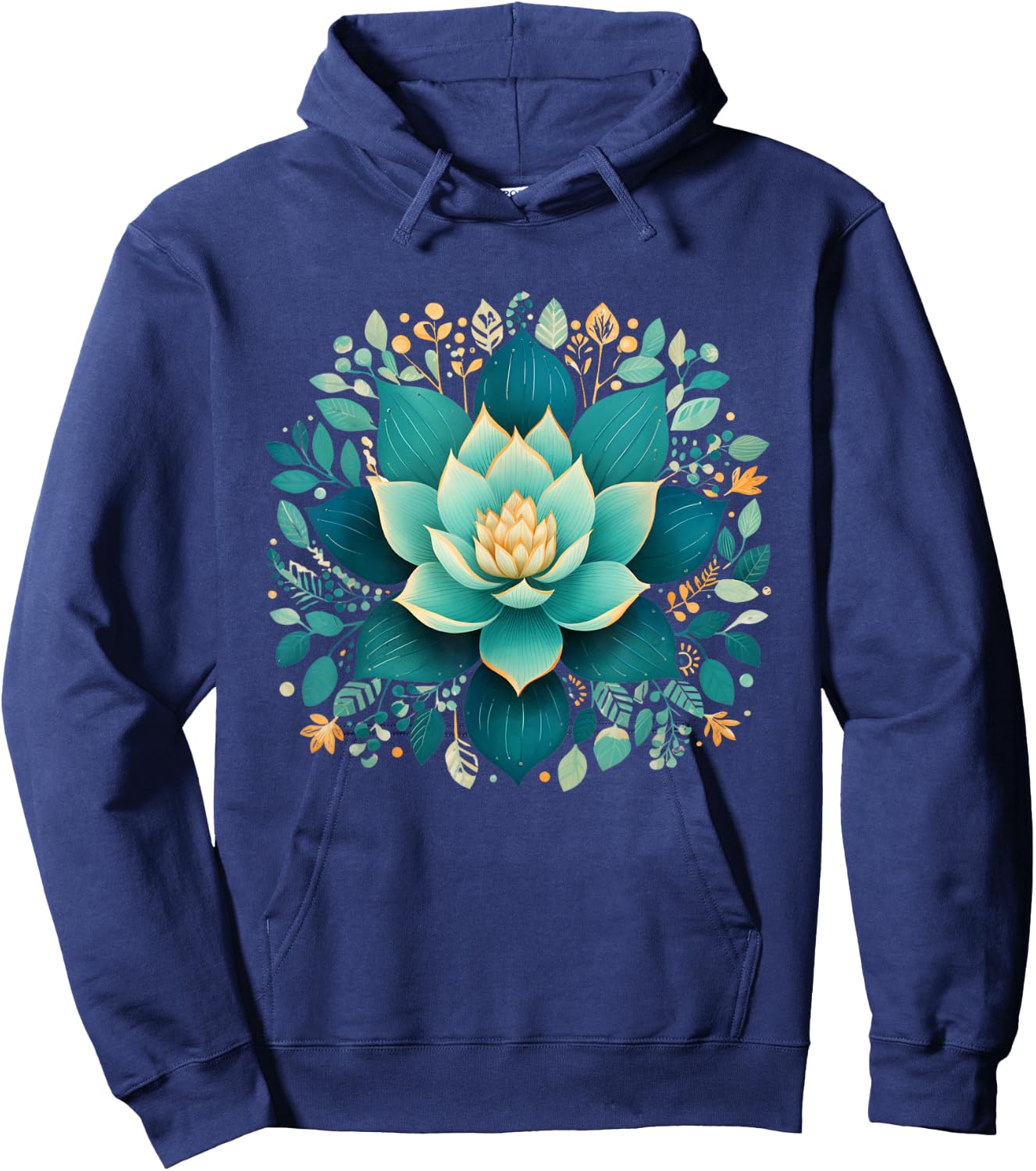 Elegant Lotus Flower for Yoga Fans Floral Aesthetic Design Hoodie - Hoodie | Navy