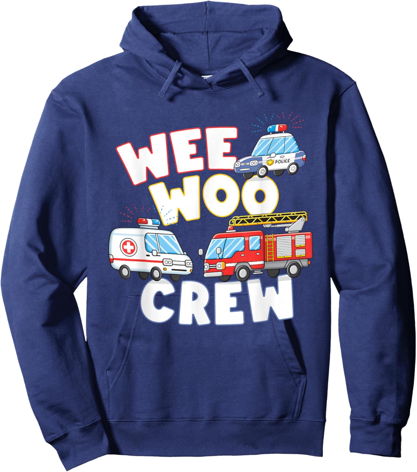 Wee Woo Crew Cute Ambulance Firetruck Police Car Hoodie - Hoodie | Navy