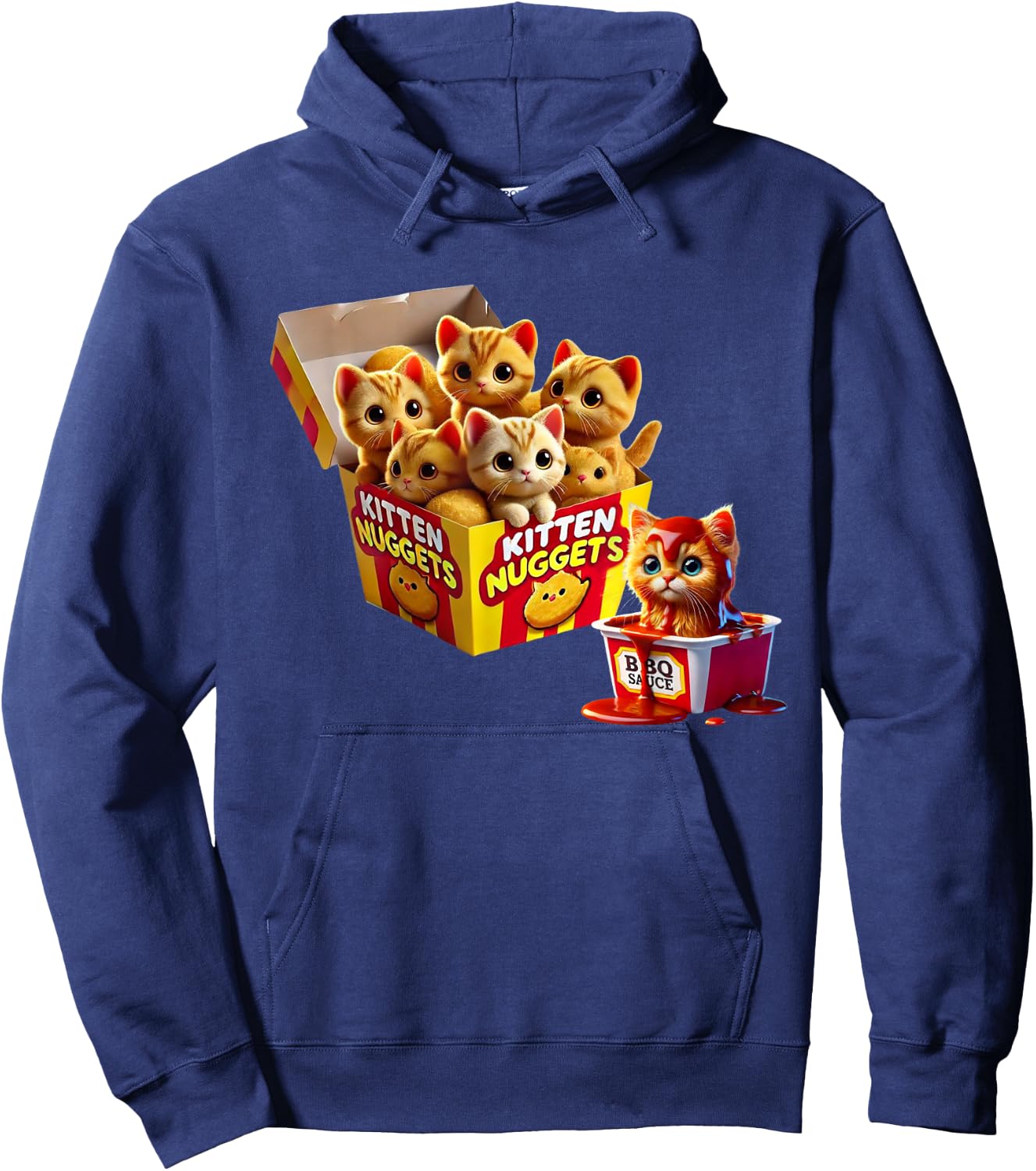 Kitten Nuggets Cat Lover Gift Food Pun Chicken Nuggets Men Women Kids Hoodie - Hoodie | Navy