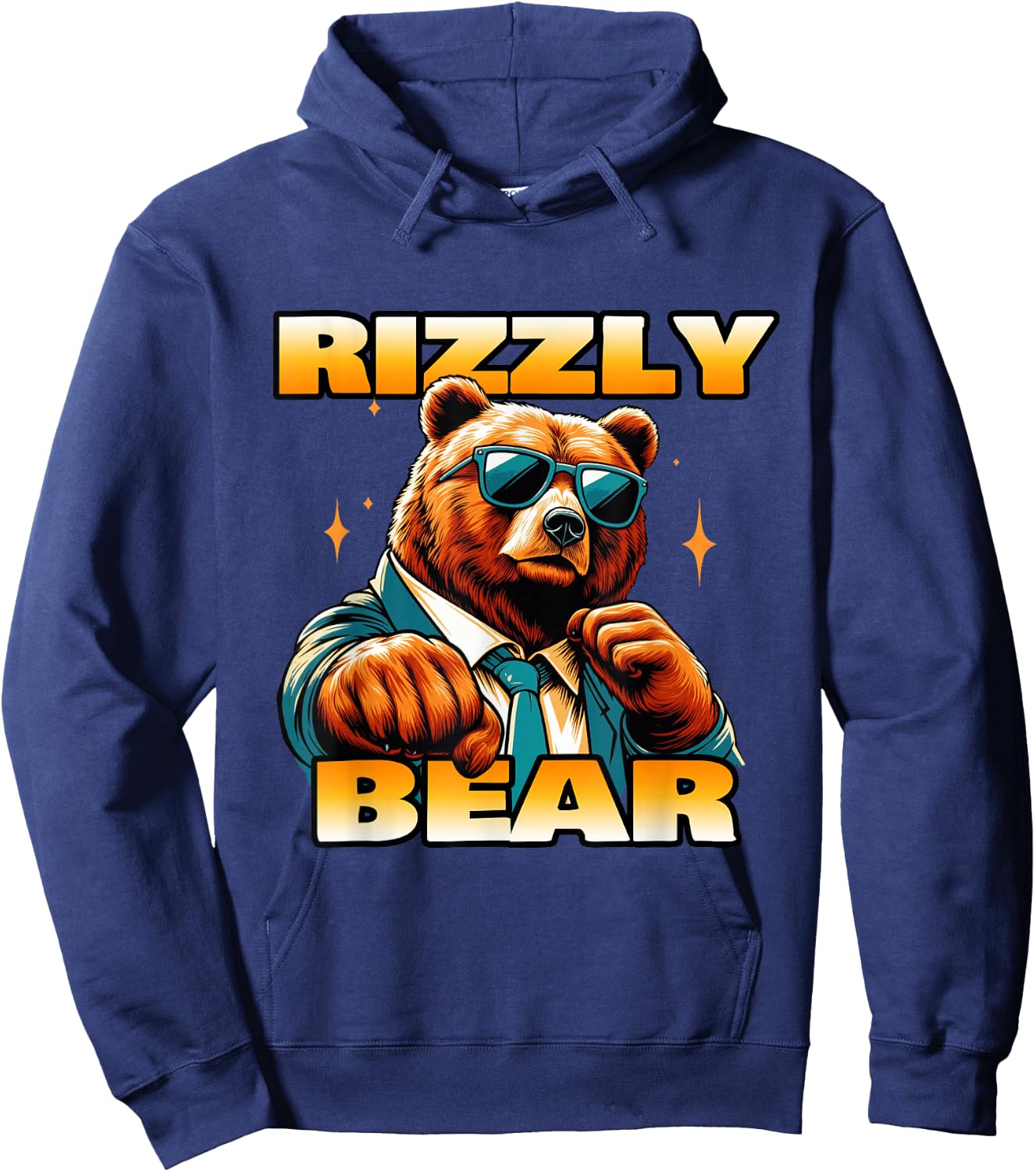 Rizzly Bear Wearing Sunglasses Cool Grizzly Bear Hoodie - Hoodie | Navy