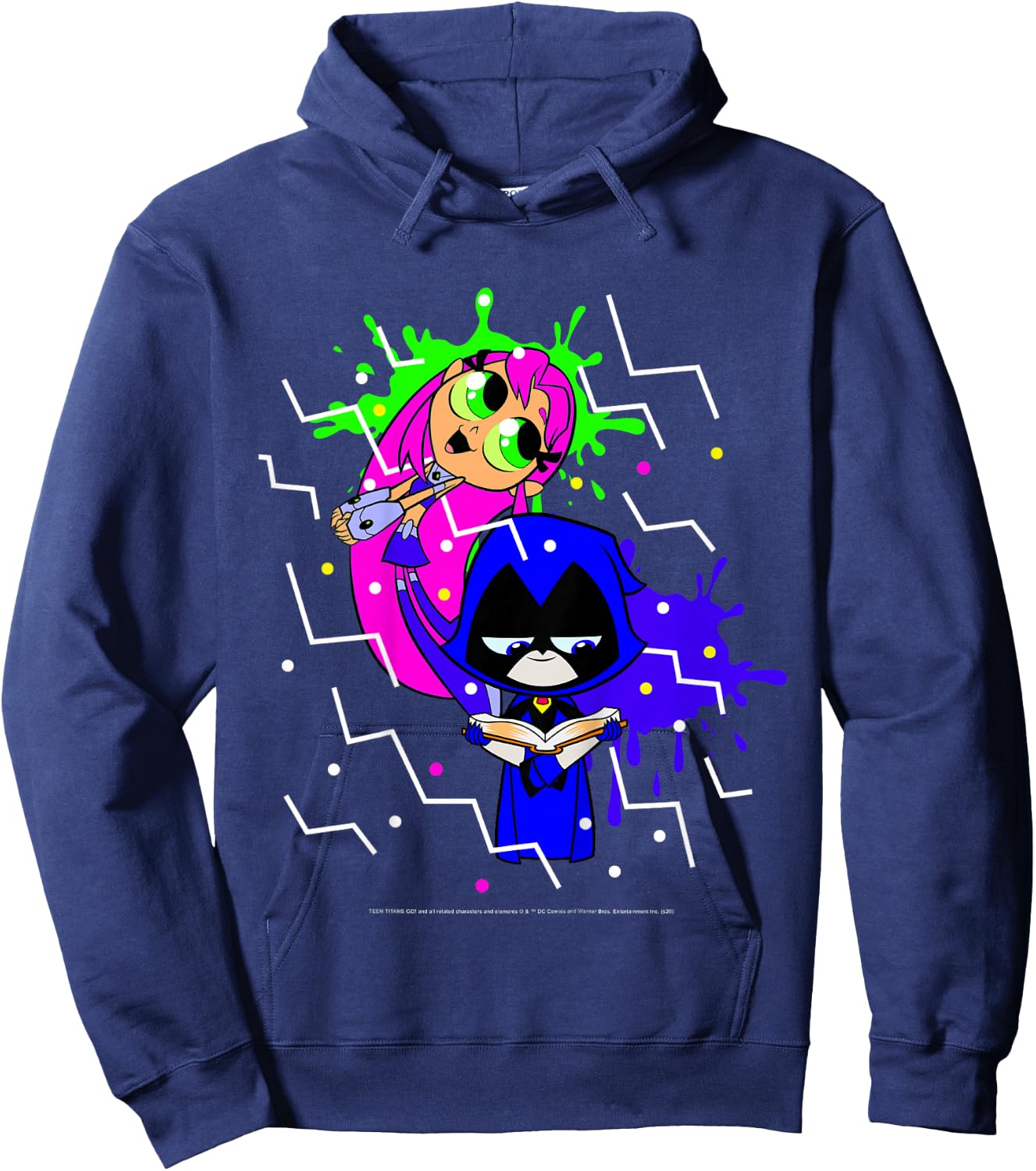 Kids DC Comics Teen Titans Go! Raven & Starfire Paint Splatter Hoodie - Hoodie | Navy