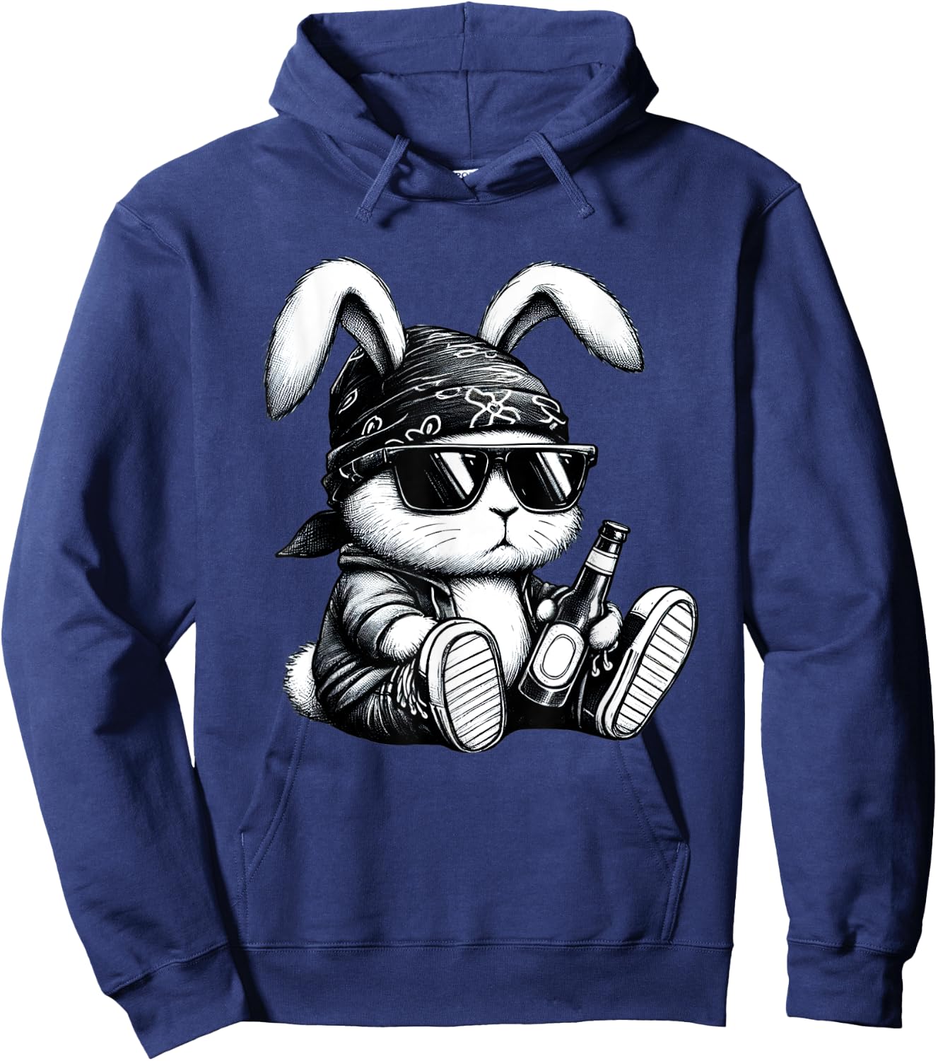 Thug Bunny With Beer Bunny Rabbit Gangster Rabbit Funny Hoodie - Hoodie | Navy