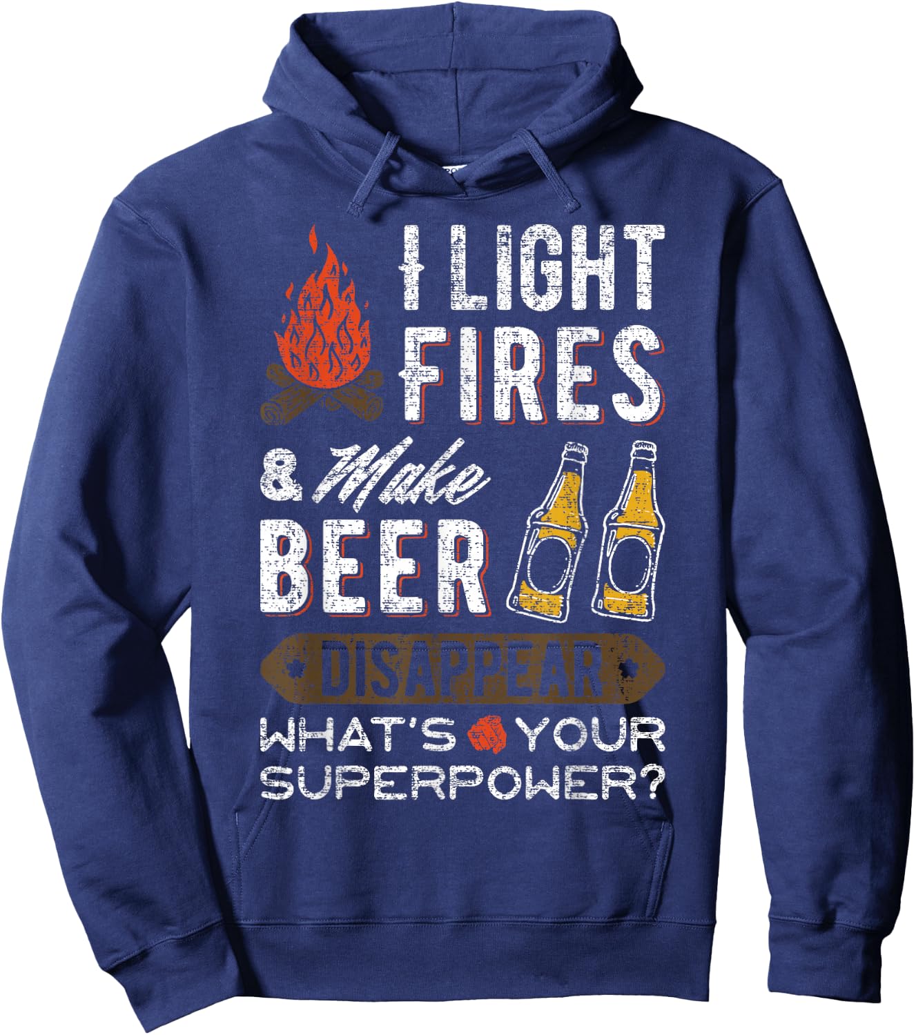 Funny Camper Gift Happy Camping Beer Lover Camp Vacation Hoodie - Hoodie | Navy