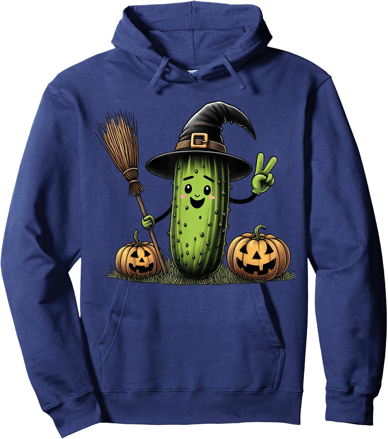 Funny Pickle Witch Pumpkin Halloween Kids Hoodie - Hoodie | Navy