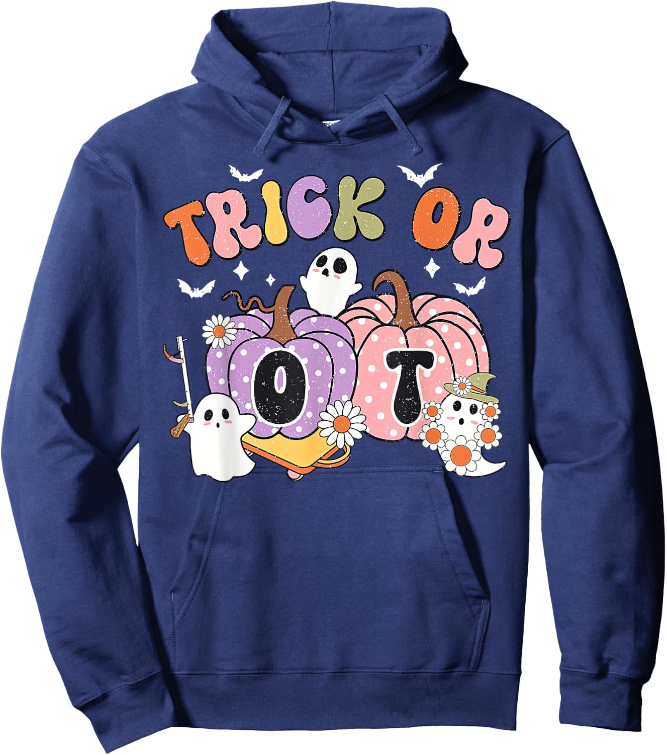 Trick Or OT Pumpkin Ghost Occupational Therapy Halloween Hoodie - Hoodie | Navy