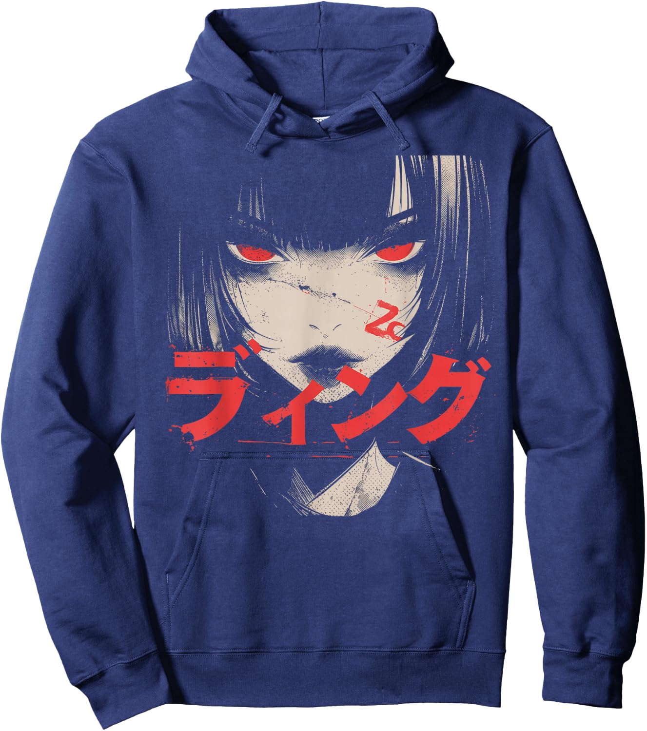 Goth Grunge Demon Anime Girl Waifu Horror Alt Aesthetic Hoodie - Hoodie | Navy