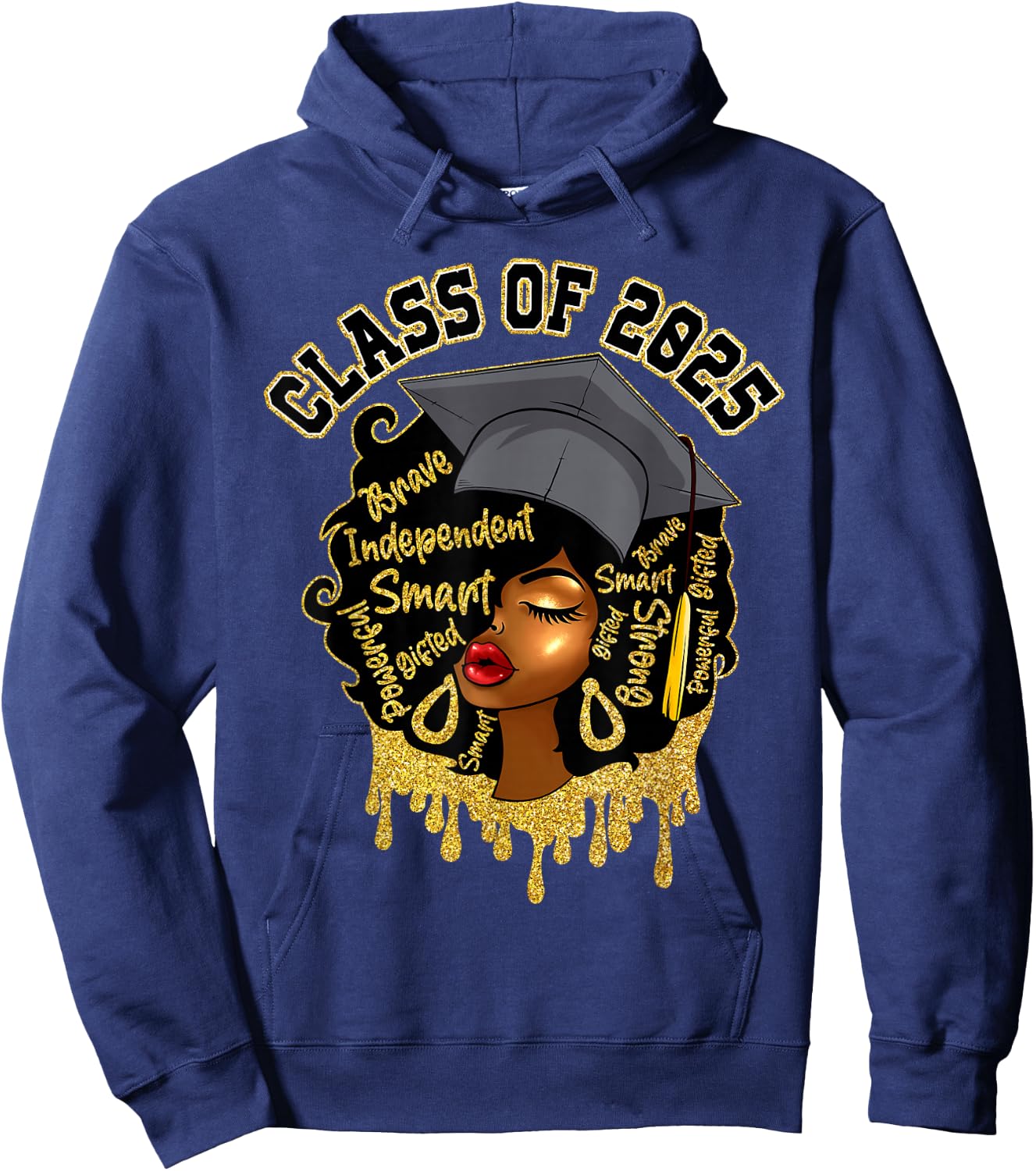 Afro Women Proud Black Girls Women Graduation Class Of 2025 Hoodie - Hoodie | Navy