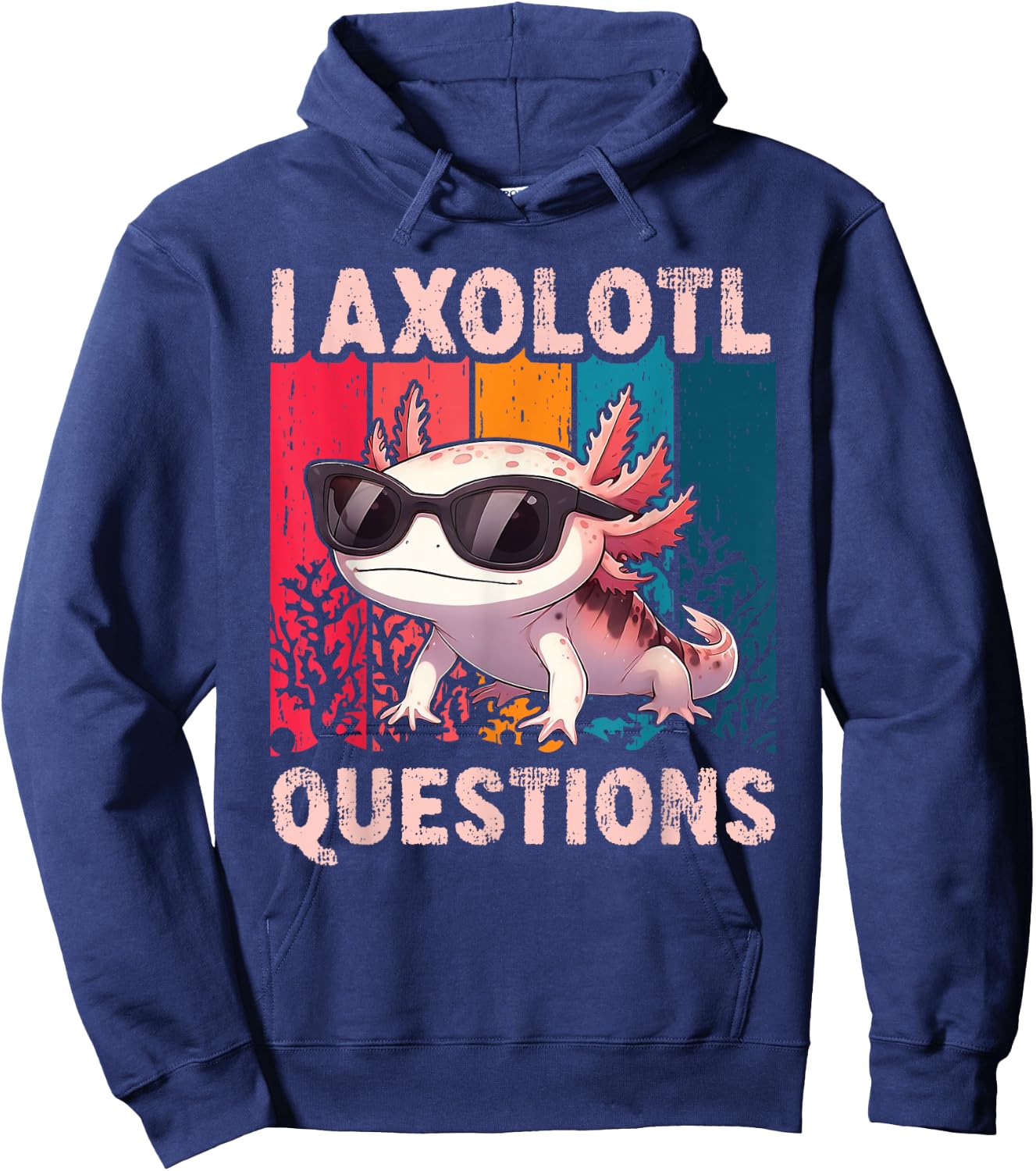 Funny I Axolotl Questions Retro Cute Toddler Boys Girls Kids Hoodie - Hoodie | Navy
