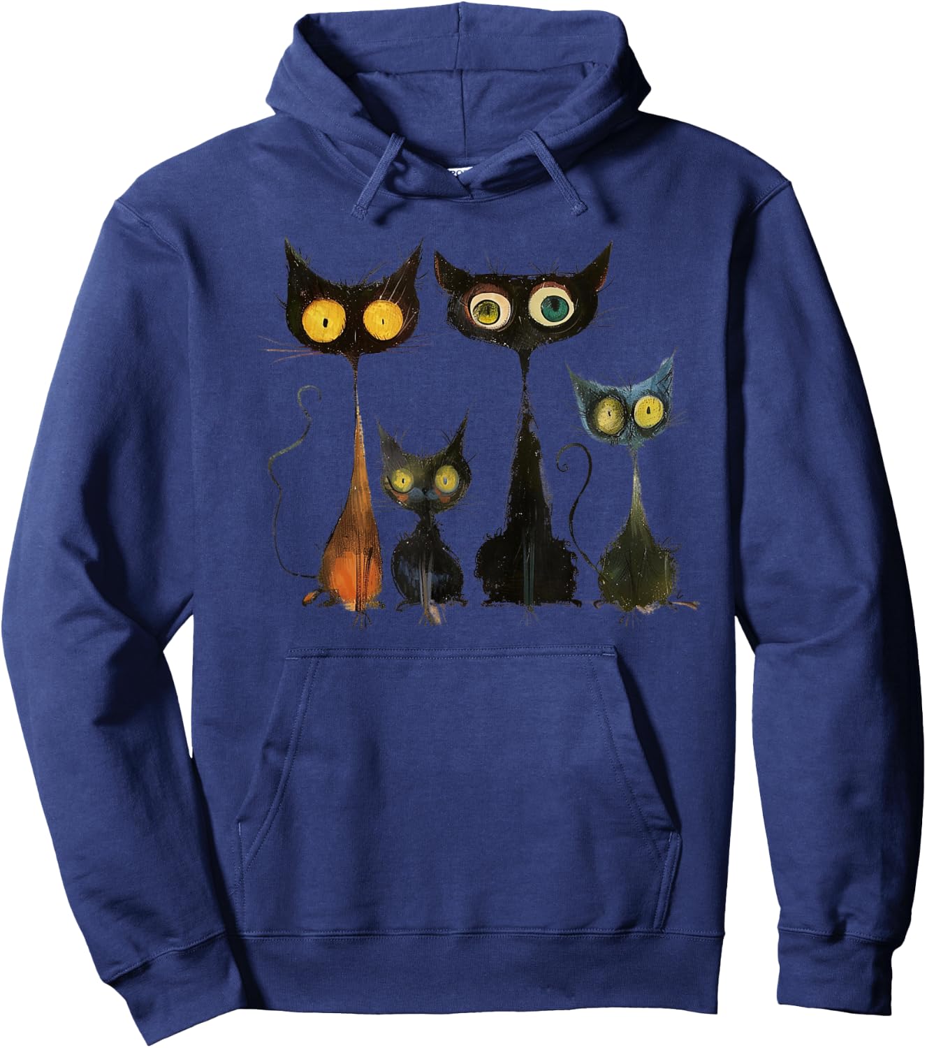 Whimsical Mid-Century Modern Look Cats 50& 60s Style Hoodie - Hoodie | Navy