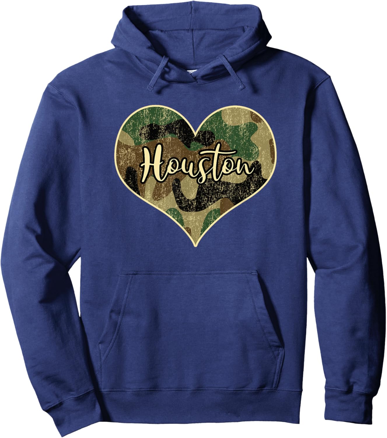 Houston Texas Camo Heart Vintage Hoodie - Hoodie | Navy