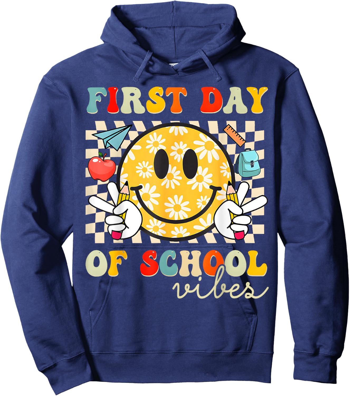 First Day Of School Vibes Back To School Teachers Students Hoodie - Hoodie | Navy