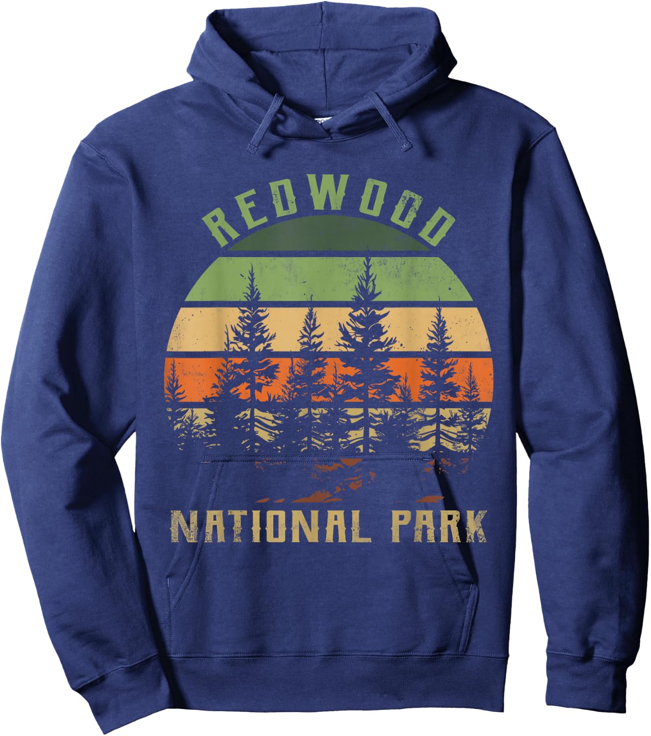Retro Vintage Redwood National Park for kids Hiking Camping Hoodie - Hoodie | Navy