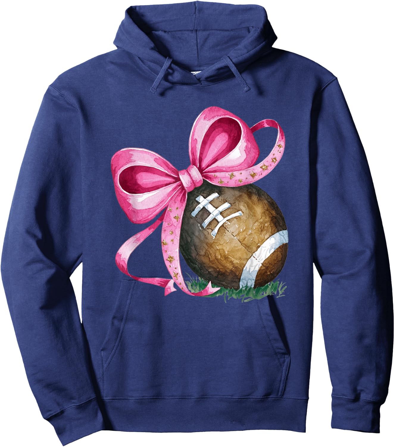 Football Mom Coquette Bow Game Day Women Girls Kids Football Hoodie - Hoodie | Navy