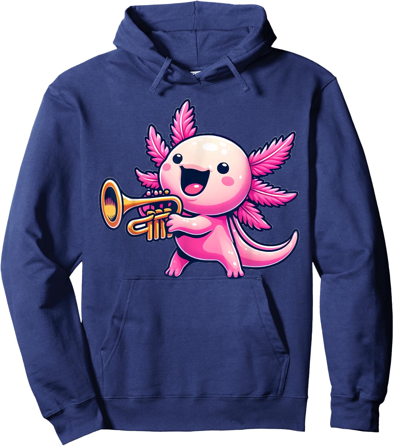 Axolotl Playing Trumpet Axolotls Musician Music Hoodie - Hoodie | Navy