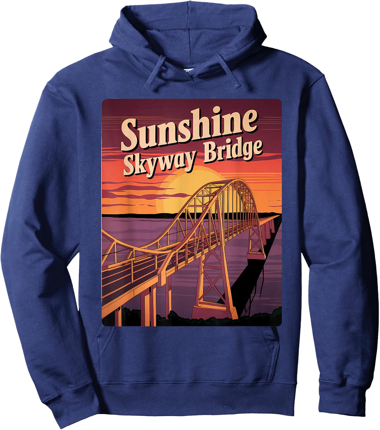 Vintage Sunshine Skyway Bridge Memento Tampa Bay Landmark Hoodie - Hoodie | Navy