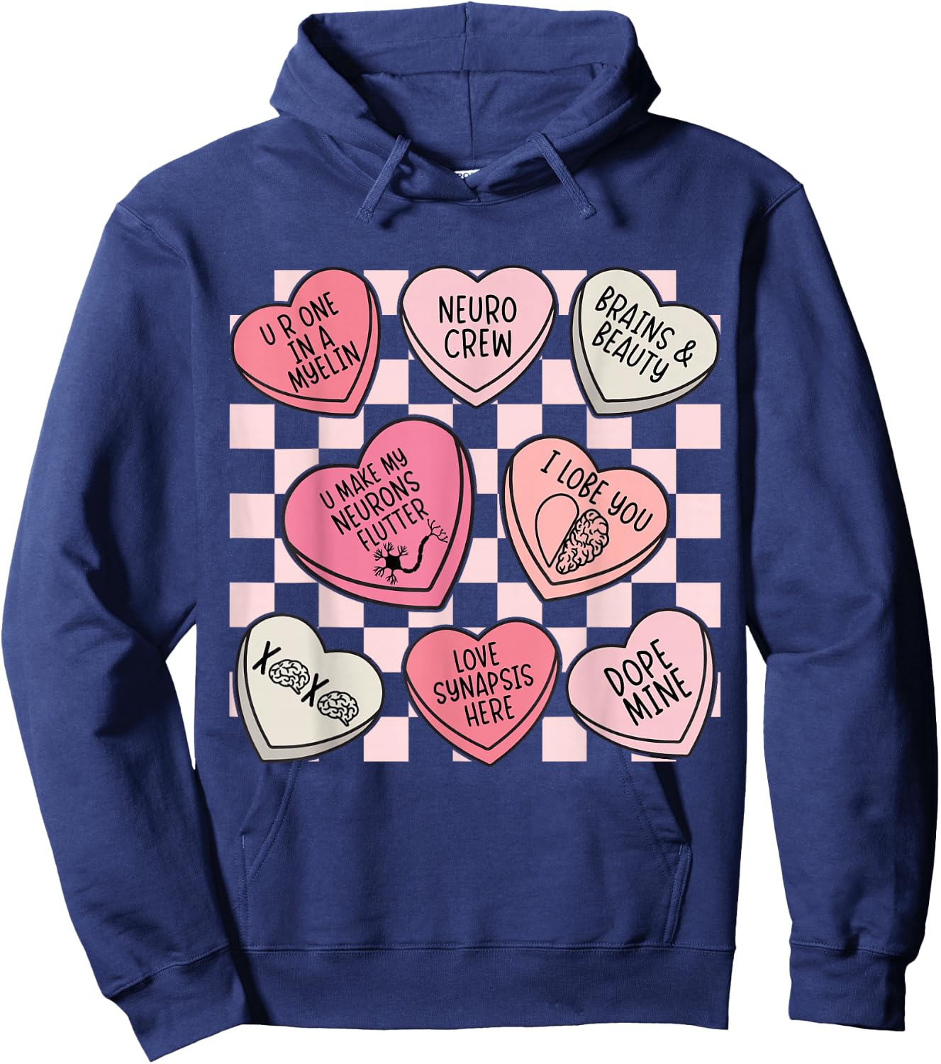 Neurology Nursing Valentines Neuro Nurse Neurologist Brain Hoodie - Hoodie | Navy