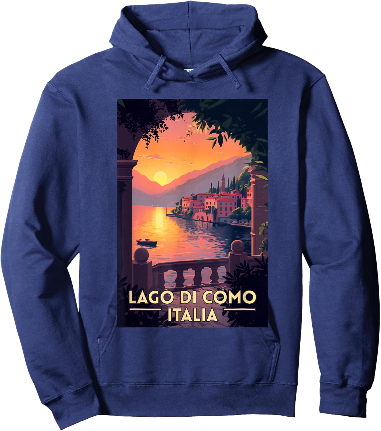 Lake Como Lago di Como Italy Souvenir Retro Hoodie - Hoodie | Navy