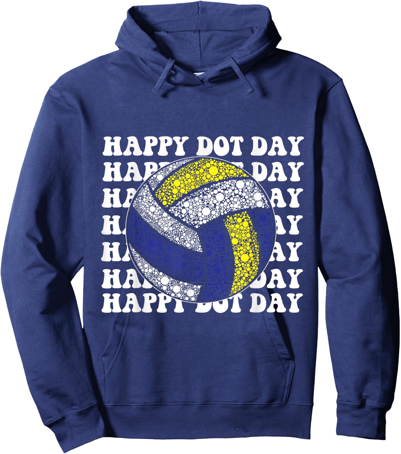 Colorful Happy International Dot Day Volleyball Player Lover Hoodie - Hoodie | Navy